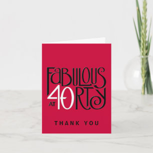 Fabulous 40 zwart-wit rood Dank u wel briefkaart
