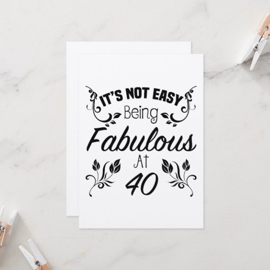 Fabulous 40th Birthday Kaart (Voorkant / Achterkant in situ)