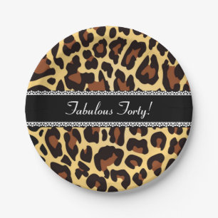 Fabulous 40th Birthday Leopard and Lace A07 Papieren Bordje
