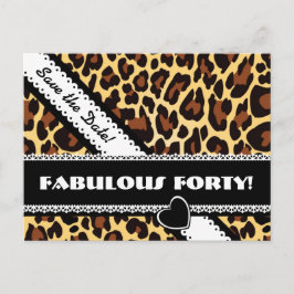 Fabulous 40th Birthday Leopard and Lace A14 Aankondigingskaart