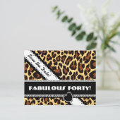 Fabulous 40th Birthday Leopard and Lace A14 Aankondigingskaart (Staand voorkant)