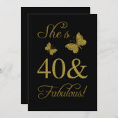 Fabulous 40th Birthday Party Kaart (Voorkant / Achterkant)