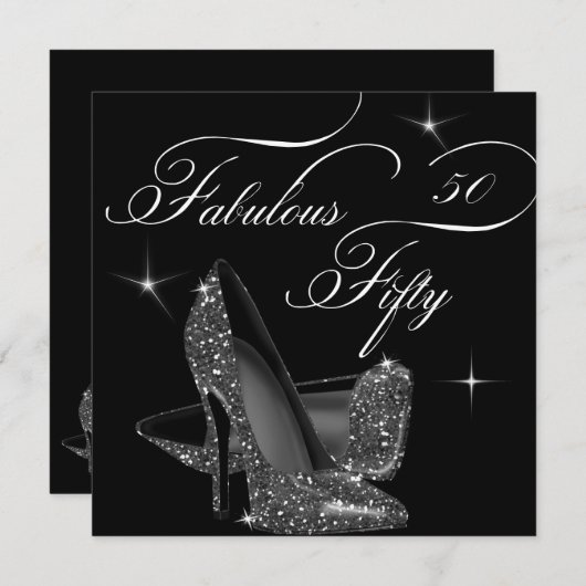 Fabulous 5050 Black White High Heels, zaterdag Kaart (Voorkant / Achterkant)