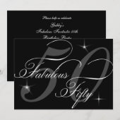 Fabulous 5050th Black White 50th Birthday Party Kaart (Voorkant / Achterkant)