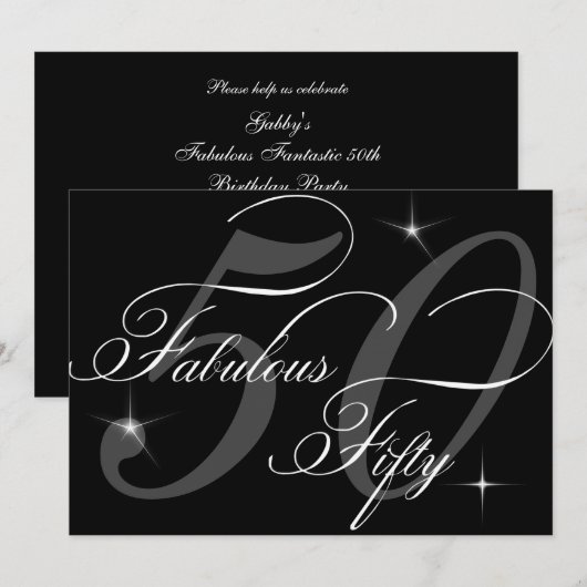 Fabulous 5050th Black White 50th Birthday Party Kaart (Voorkant / Achterkant)