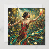 Fabulous 50 1920 Art deco flapper Emerald Red Kaart (Voorkant)