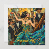 Fabulous 50 1920 Art deco flapper Green Jewel Kaart (Voorkant)