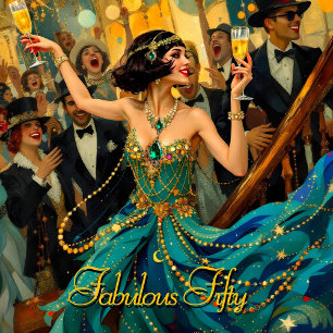 Fabulous 50 1920 Art deco flapper Green Jewel Kaart