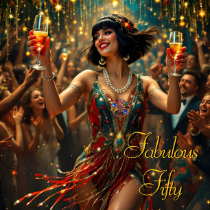 Fabulous 50 1920’ Art deco Vrouw flapper Kaart