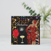 Fabulous 50 50 Diva Birthday Black Red Lights Kaart (Staand voorkant)