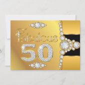 Fabulous 50 50th Birthday Gold Black Diamond Kaart (Voorkant)