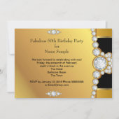 Fabulous 50 50th Birthday Gold Black Diamond Kaart (Achterkant)
