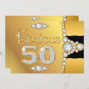 Fabulous 50 50th Birthday Gold Black Diamond Kaart