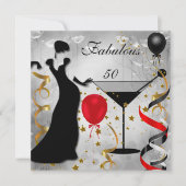 Fabulous 50 50th Birthday Party Deco Lady Red Kaart (Voorkant)