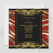 Fabulous 50 50th Birthday Party Gold Zebra RED Kaart (Achterkant)