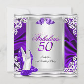 Fabulous 50 50th Birthday Party Paars Shoes Kaart (Voorkant)
