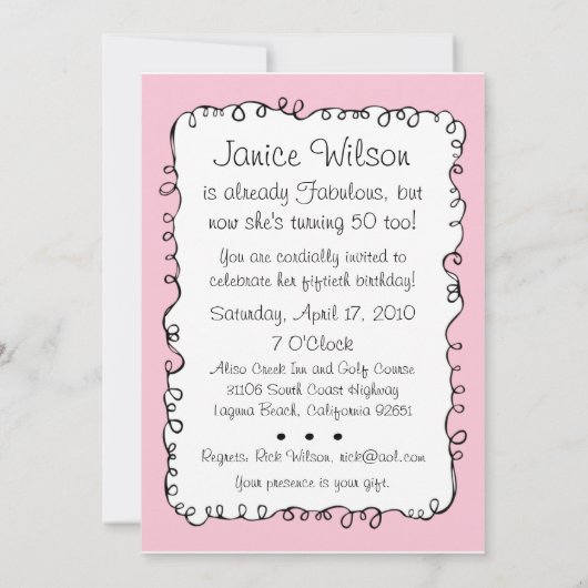 Fabulous 50 Aangepaste feestdagen Kaart (Achterkant)