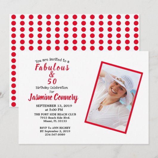 Fabulous 50 Birthday Celebration Kaart (Voorkant / Achterkant)