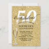 Fabulous 50 Birthday Champagne Modern Gold Glitter Kaart (Voorkant)