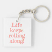 Fabulous 50 Birthday Coral Glitter Double Sided Sleutelhanger (Achterkant)