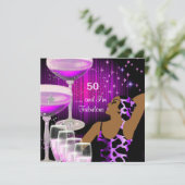 Fabulous 50 Birthday Diva Fabulous Paars Pink Kaart (Staand voorkant)