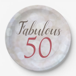 Fabulous 50 Birthday Elegant Pink and Black Type Papieren Bordje