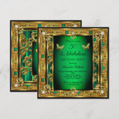 Fabulous 50 Birthday Emerald Green Butterfly Gold Kaart (Voorkant / Achterkant)