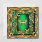 Fabulous 50 Birthday Emerald Green Butterfly Gold Kaart (Achterkant)