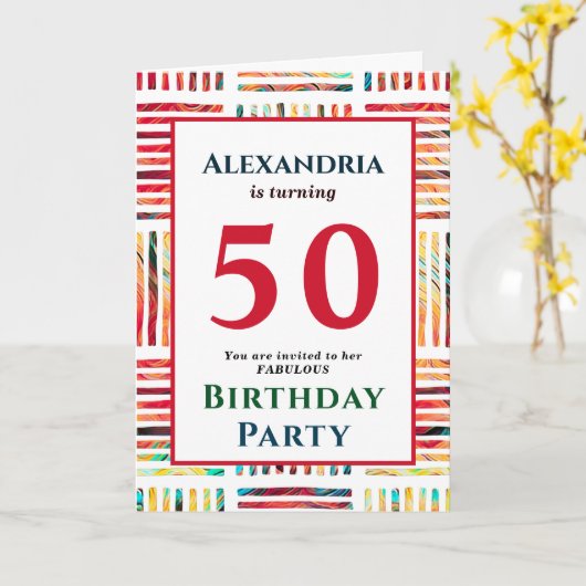 Fabulous 50 Birthday Foto nodigt personalize uit Kaart (Gele Bloem)