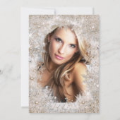 Fabulous 50 Birthday Foto Silver Beige Snowflake Kaart (Achterkant)