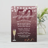 Fabulous 50 Birthday Modern Burgundy Red Glitter Kaart (Staand voorkant)
