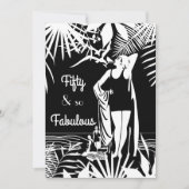 Fabulous 50 Birthday Party Deco Lady Black White Kaart (Voorkant)