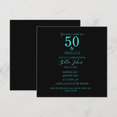 Fabulous 50 Birthday Turquoise Black Custom Party Kaart (Voorkant / Achterkant)