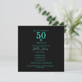 Fabulous 50 Birthday Turquoise Black Custom Party Kaart (Staand voorkant)