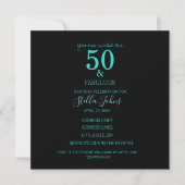Fabulous 50 Birthday Turquoise Black Custom Party Kaart (Voorkant)