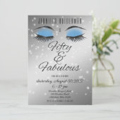 Fabulous 50 Black Blue Glam Eyes Invitation Kaart (Staand voorkant)