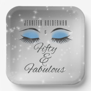 Fabulous 50 Black Blue Glam Eyes Paper-Borden Papieren Bordje