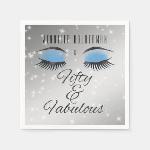 Fabulous 50 Black Blue Glam Eyes Paper Napkins Servet