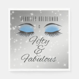 Fabulous 50 Black Blue Glam Eyes Paper Napkins Servet