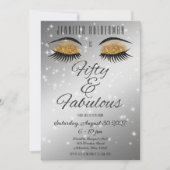 Fabulous 50 Black Gold Glam Eyes Invitation Kaart (Voorkant)