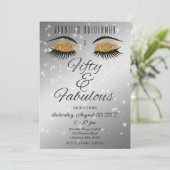 Fabulous 50 Black Gold Glam Eyes Invitation Kaart (Staand voorkant)