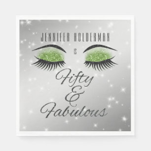 Fabulous 50 Black Green Glam Eyes Lunch Napkins Servet