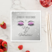 Fabulous 50 Black Hot Pink Glam Eyes Lunch Napkins Servet (Insitu)