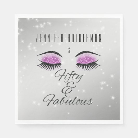 Fabulous 50 Black Hot Pink Glam Eyes Lunch Napkins Servet (Voorkant)