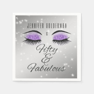 Fabulous 50 Black Paars Glam Eyes Napkins Servet