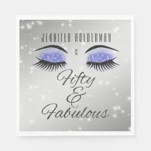 Fabulous 50 Black Periwinkle Glam Eyes Napkins Servet