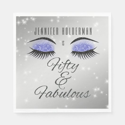 Fabulous 50 Black Periwinkle Glam Eyes Napkins Servet (Voorkant)