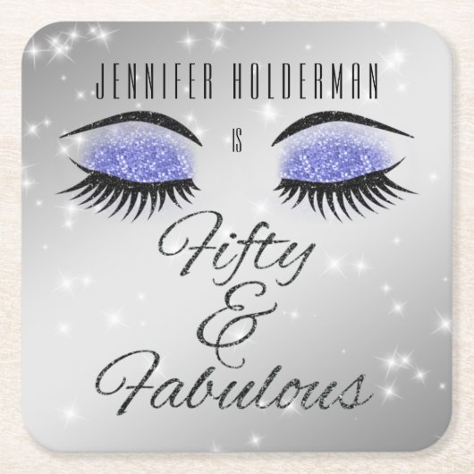 Fabulous 50 Black Periwinkle Glam Eyes Onderzetter (Voorkant)
