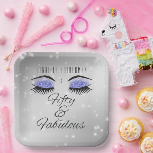 Fabulous 50 Black Periwinkle Glam Eyes Paper Bord (Feest)