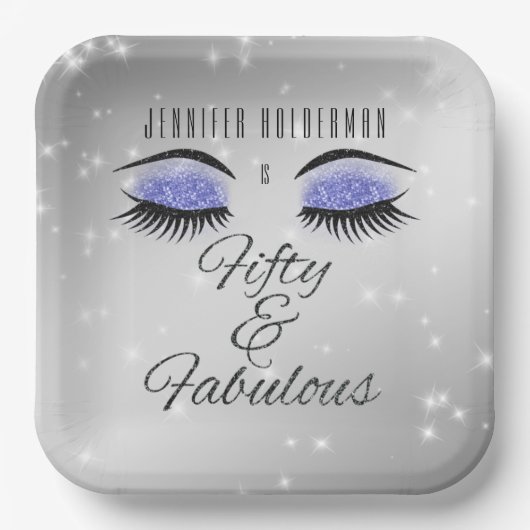 Fabulous 50 Black Periwinkle Glam Eyes Paper Bord (Voorkant)